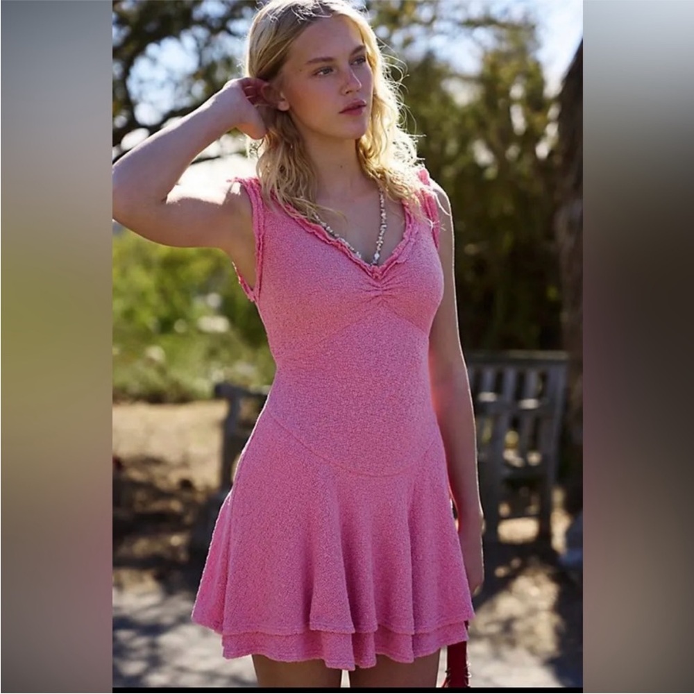 Free People "Alice" Pink Mini Dress Size Medium Balletcore New With Tags